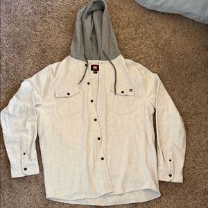 Quiksilver Cream and Gray Hooded Shirt